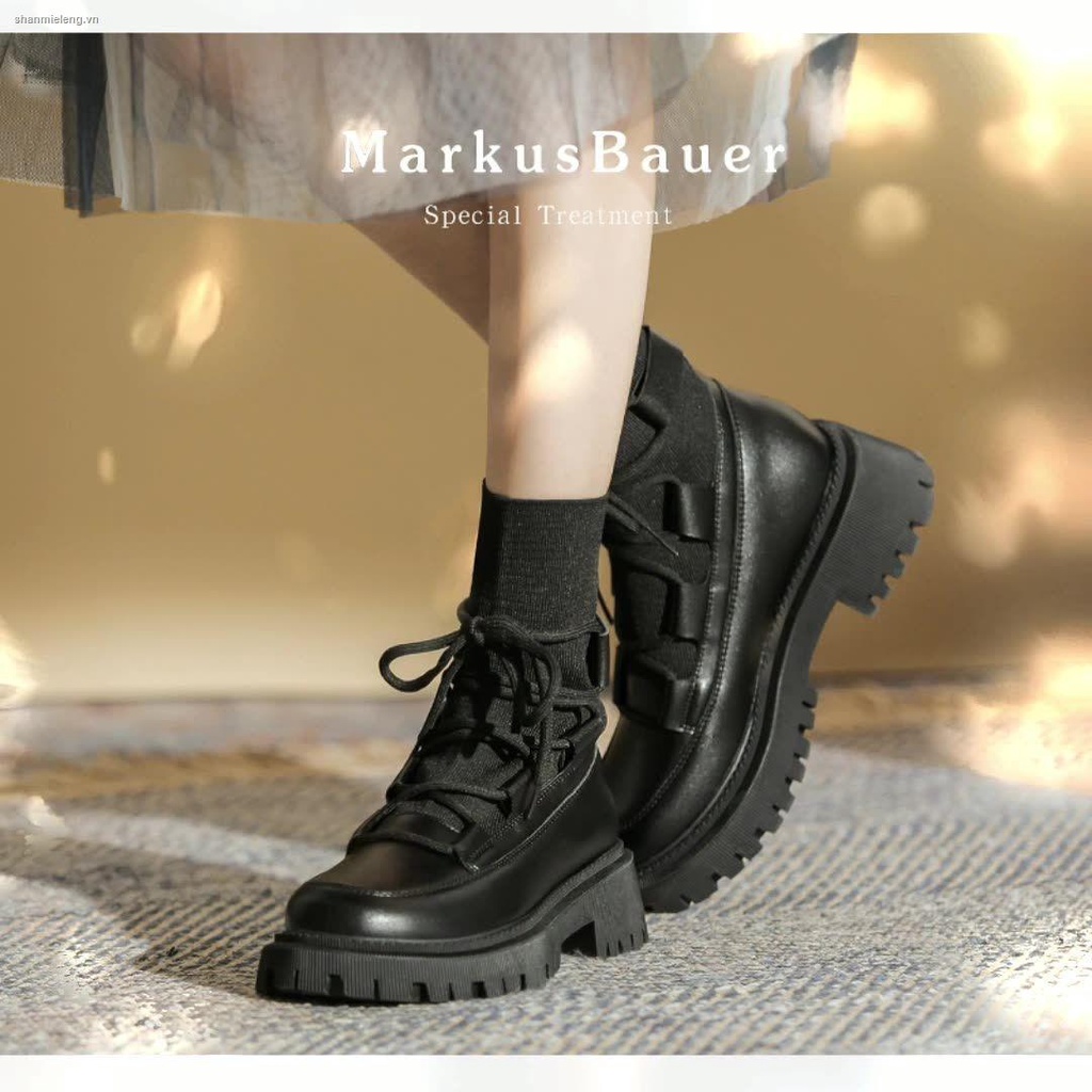 Giày bốt Martin da mềm mỏng đế dày thời trang xuân thu 2021 cho nữ