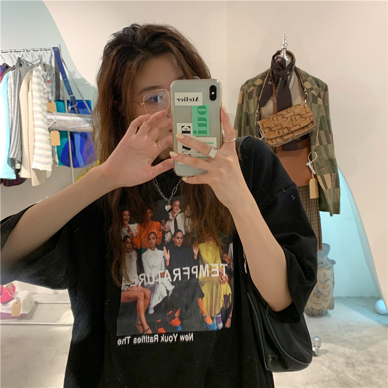 【3 Colors】S-3XL Couple Shirts Oversized Tshirt Korean Tops Short-sleeved T-shirt Couples Summer Hong Kong Style National Trend Short-sleeved T-shirt Ins Trend Versatile Loose Youth T-shirt