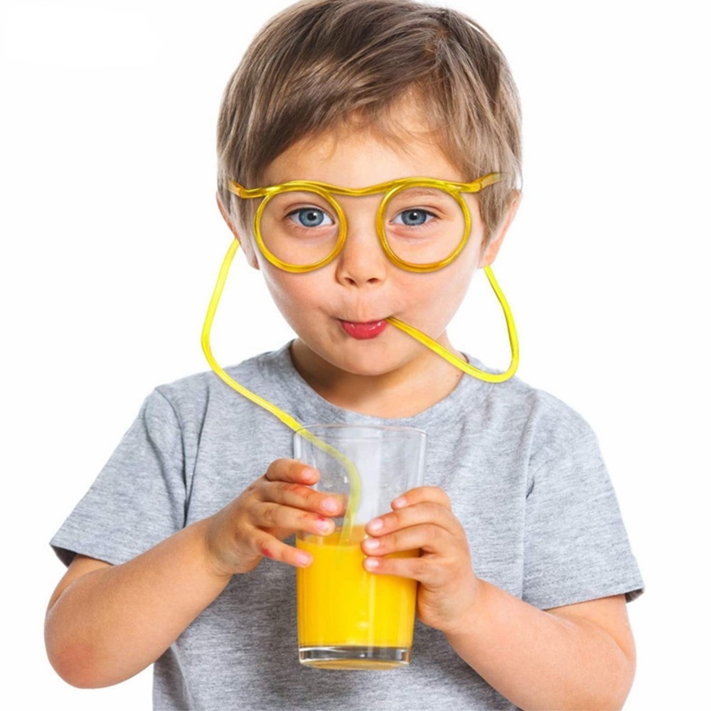 Ống hút mềm hình mắt kiếng bằng nhựa vui nhộn cho trẻ em vào dịp tiệc sinh nhật giáng sinh