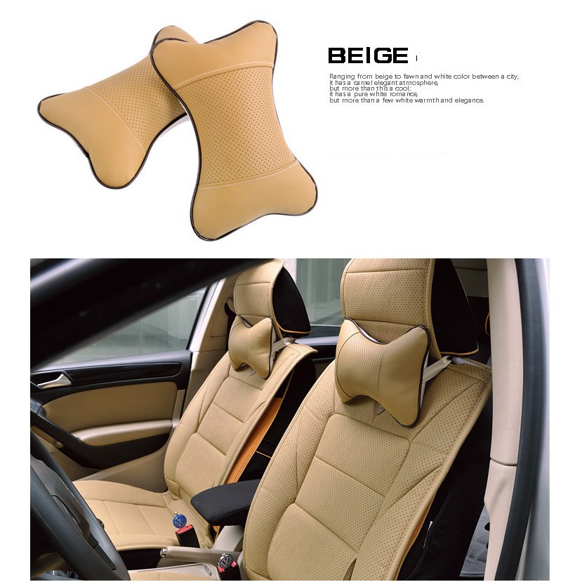 Combo 2 gối da hình xương cá tựa đầu ô tô xe hơi HÌNH CHỤP THẬT | BigBuy360 - bigbuy360.vn