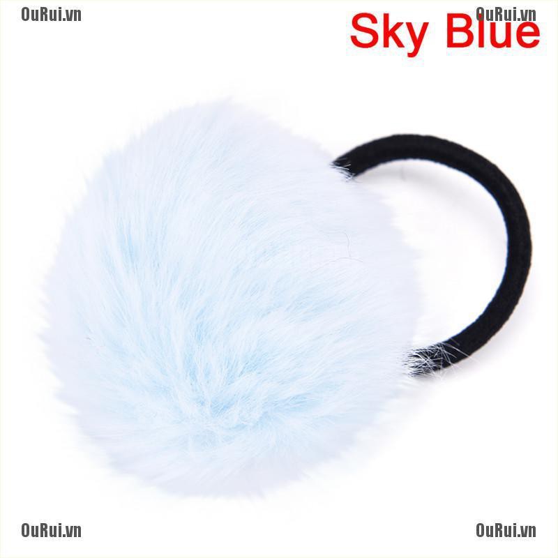 Dây Cột Tóc Đính Bóng Lông Dễ Thương Cho Nữ