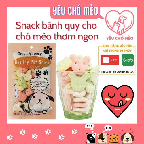 [Mã PET50K giảm Giảm 10% - Tối đa 50K đơn từ 250K] Bánh thưởng Green Yummy cho chó mèo - thơm ngon 100gr