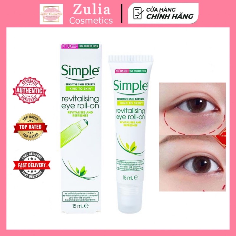 [FREE SHIP] Lăn Dưỡng Mắt Simple Mờ Thâm Quầng Mắt