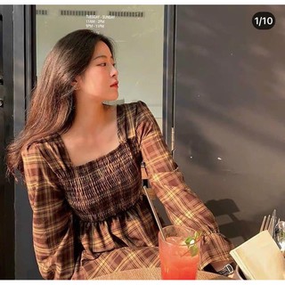 ĐẦM CARO NÂU 10148
