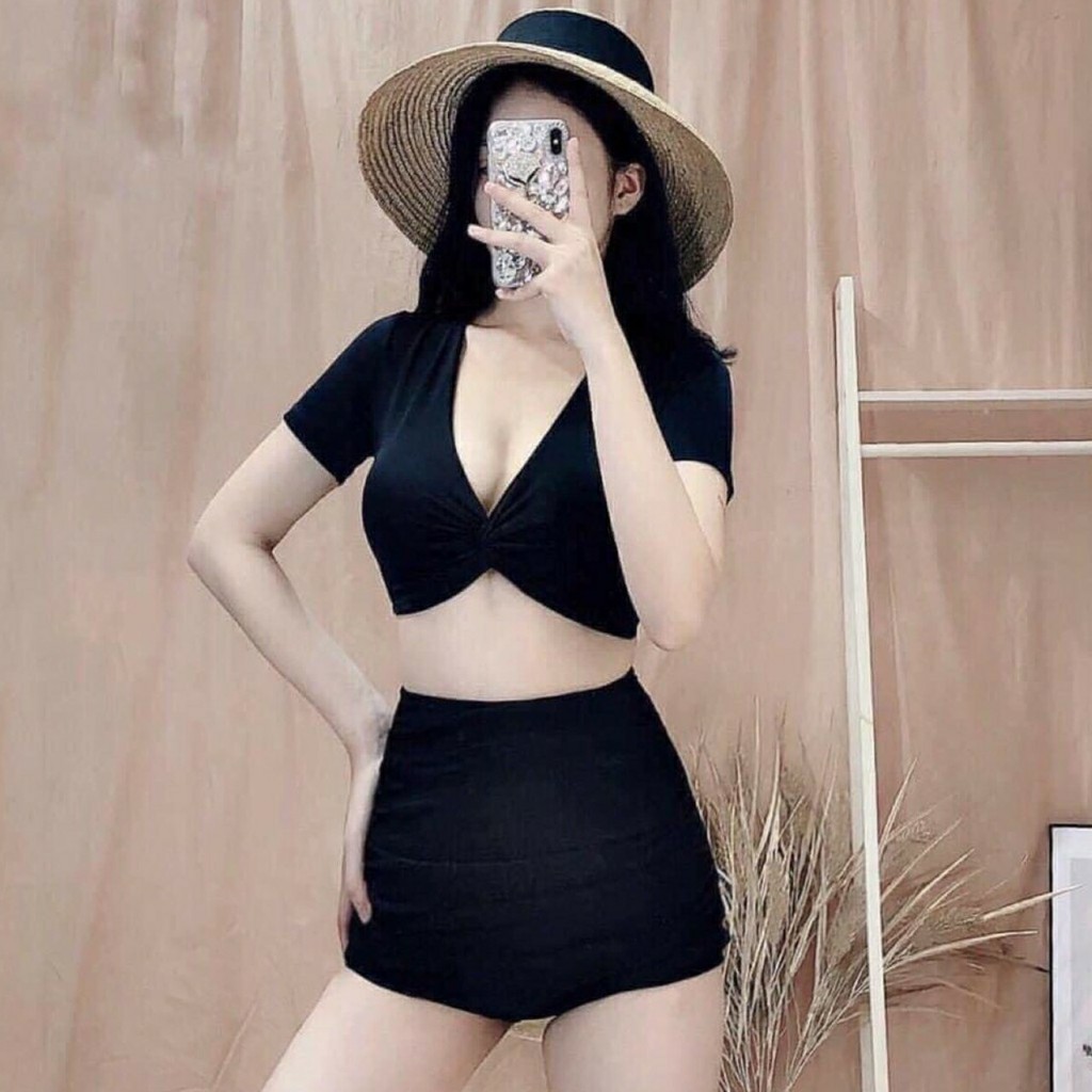 Bikini hai mảnh cộc tay quần đùi kín đáo mặc đi biển đi bơi đẹp ( Hàng loại 1) | BigBuy360 - bigbuy360.vn