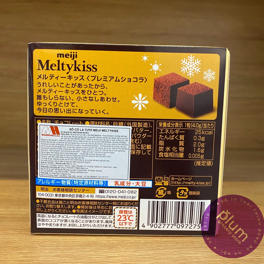 Socola tươi Meiji MeltyKiss 3 vị (Trà xanh, Nguyên chất, Dâu tây) hộp 56g