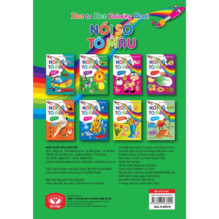 Sách Dot To Dot Coloring Book - Nối Số &amp; Tô Màu - Động Vật Hoang Dã