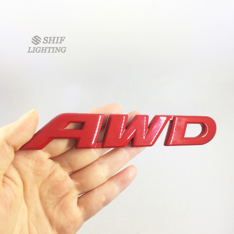 Miếng dán logo kim loại hình chữ AWD trang trí xe hơi