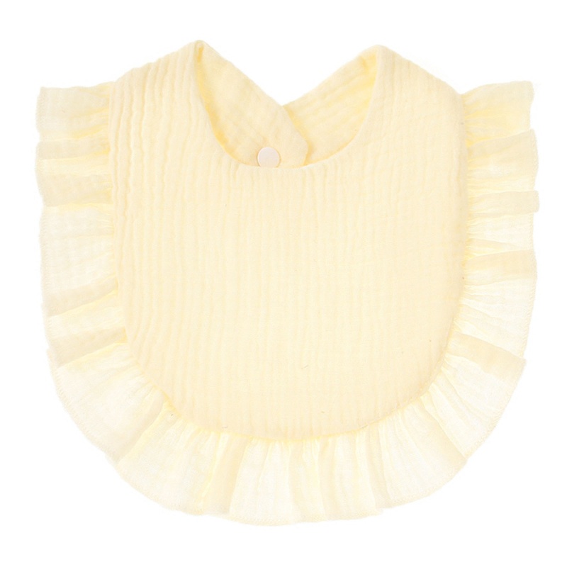 Yếm dãi cotton nguyên chất xếp nếp phối ren cho em bé ăn uống