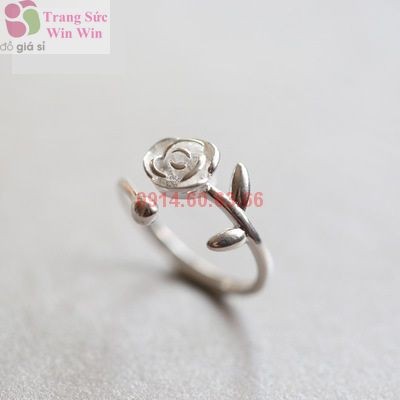 Nhẫn bạc hoa hồng Hàn Quốc [Đơn 50k tặng kẹp tóc Hàn Quốc cực xinh]