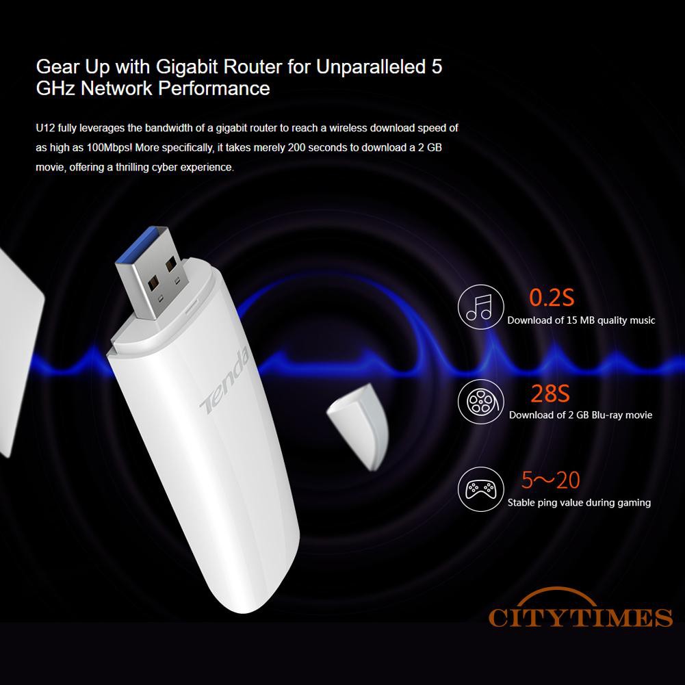 Usb 3.0 Wifi Ci Tenda U12 2.4ghz 5ghz | BigBuy360 - bigbuy360.vn