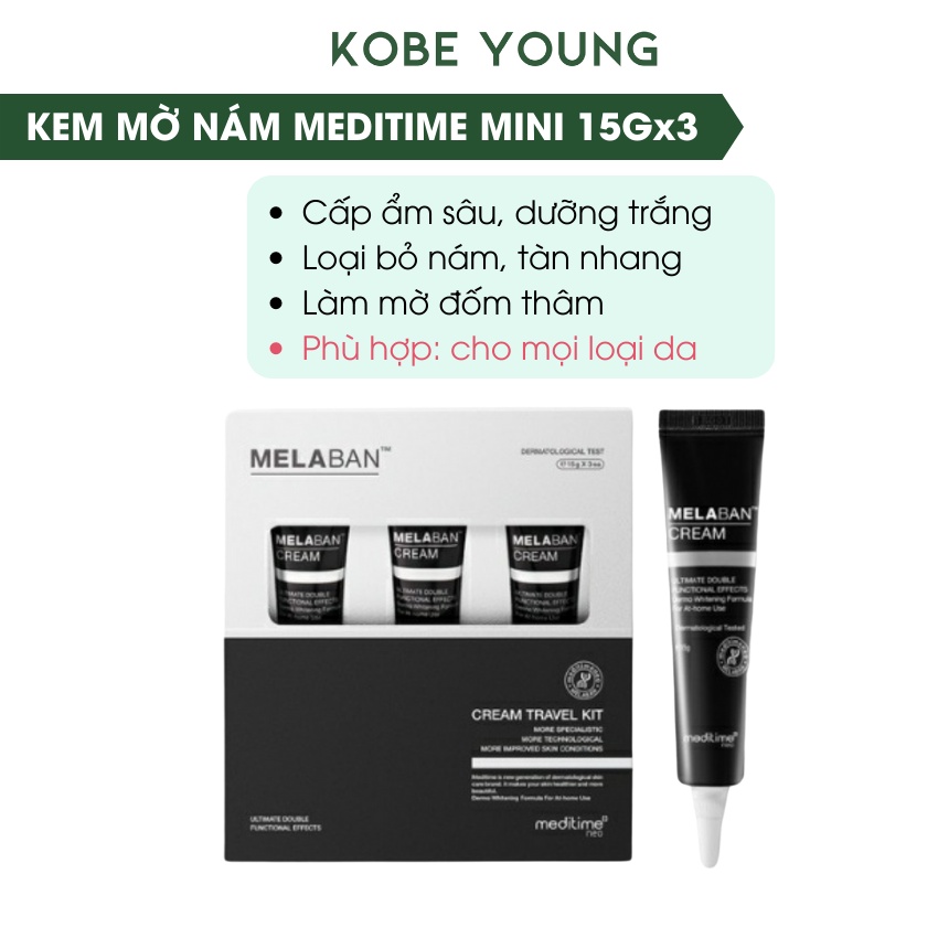 Set Nám Tàn Nhang Melaban Mini Trắng Da Cấp Ẩm Meditime Cream 15gx3 - KOBE YOUNG