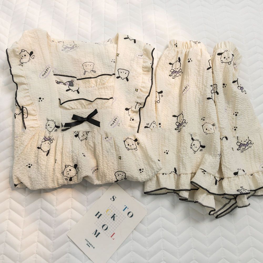 Summer cartoon pajamas women's Japanese pachachi superior feeling ins sweet lovely thin loose home suit