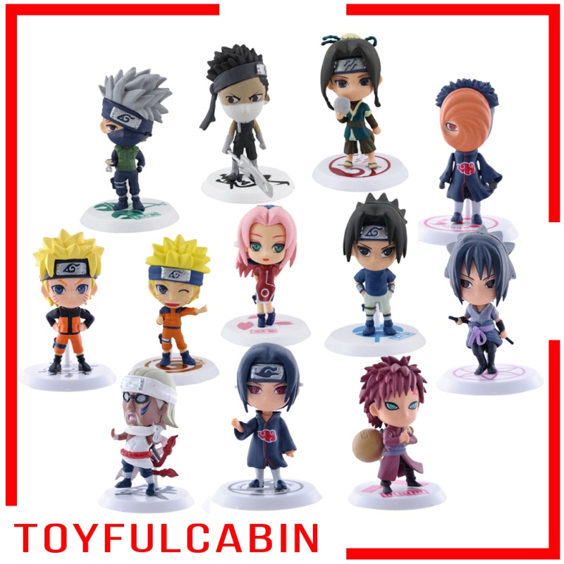 Set 12 Mô Hình Nhân Vật Anime Naruto 7cm Bằng Pvc Có Chân Đế Đứng