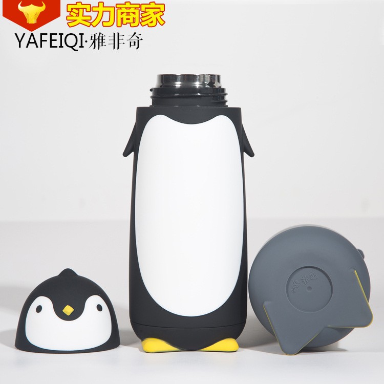 THERMOS Cốc Giữ Nhiệt Hai Lớp Bằng Thép Không Gỉ Hình Chim Cánh Cụt Dễ Thương Sáng Tạo