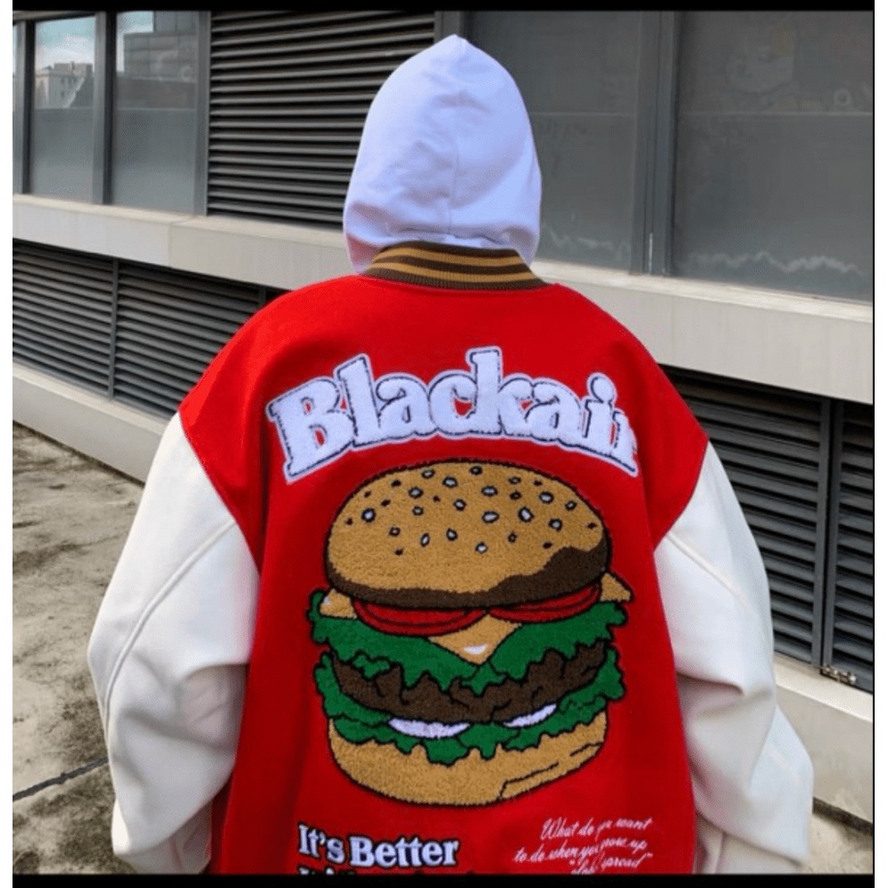 Áo Khoác Bomber Unisex Chất Kaki Dày Dặn in Chữ B Lớn Và Bánh Hamberger Form Chuẩn Mặc Đẹp [New Unisex]