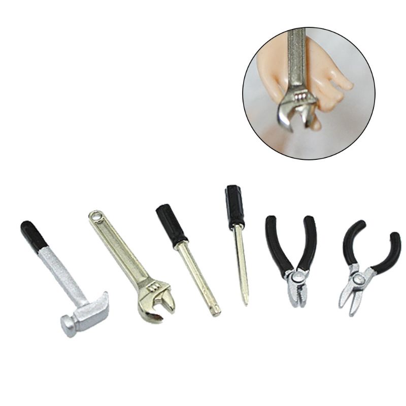 Bộ 6 Dụng Cụ Sửa Chữa Mini Tỉ Lệ 1: 12 Dùng Để Trang Trí Nhà Búp Bê DIY