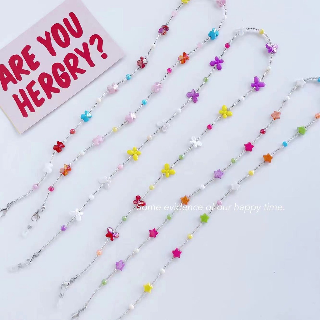 Dây Đeo Mắt Kính Đính Hạt Ngôi Sao Màu Kẹo Phong Cách Hàn Quốc Mới