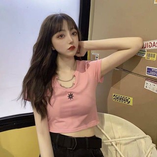 Áo kiểu crop phối dây xích gb