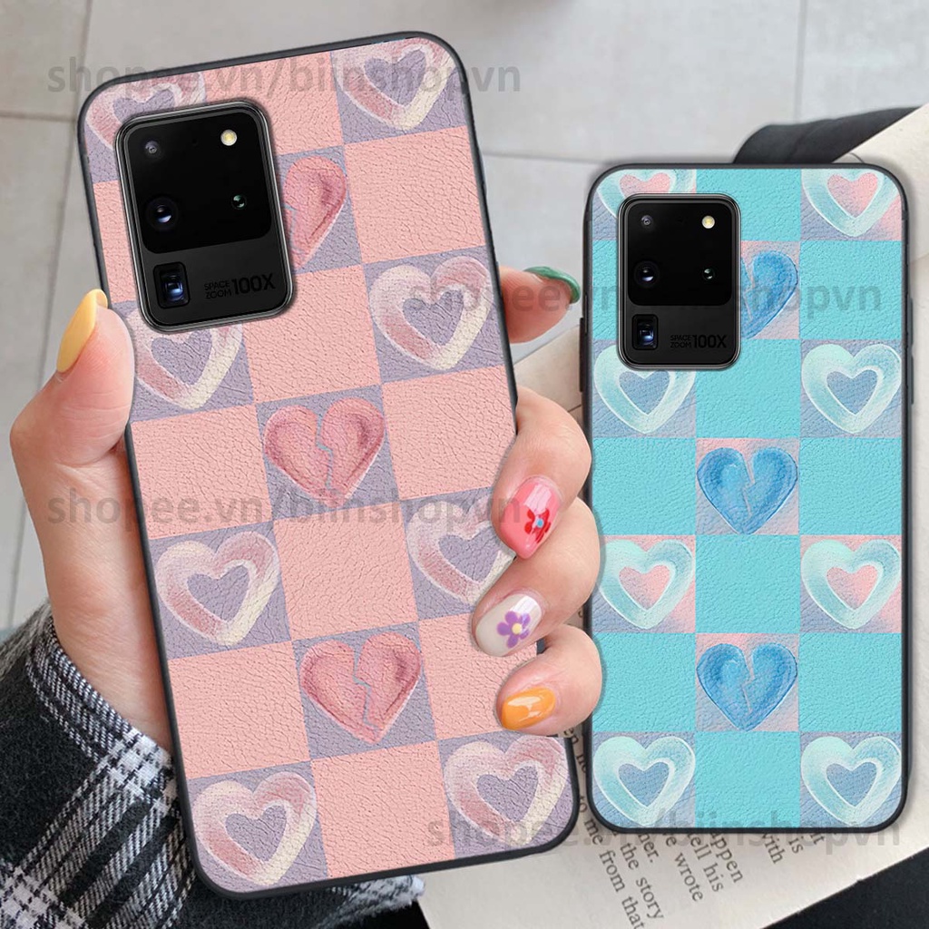 Ốp Samsung S20 Ultra caro trái tim nhiều màu sắc, đầy cá tính, khẳng định phong cách