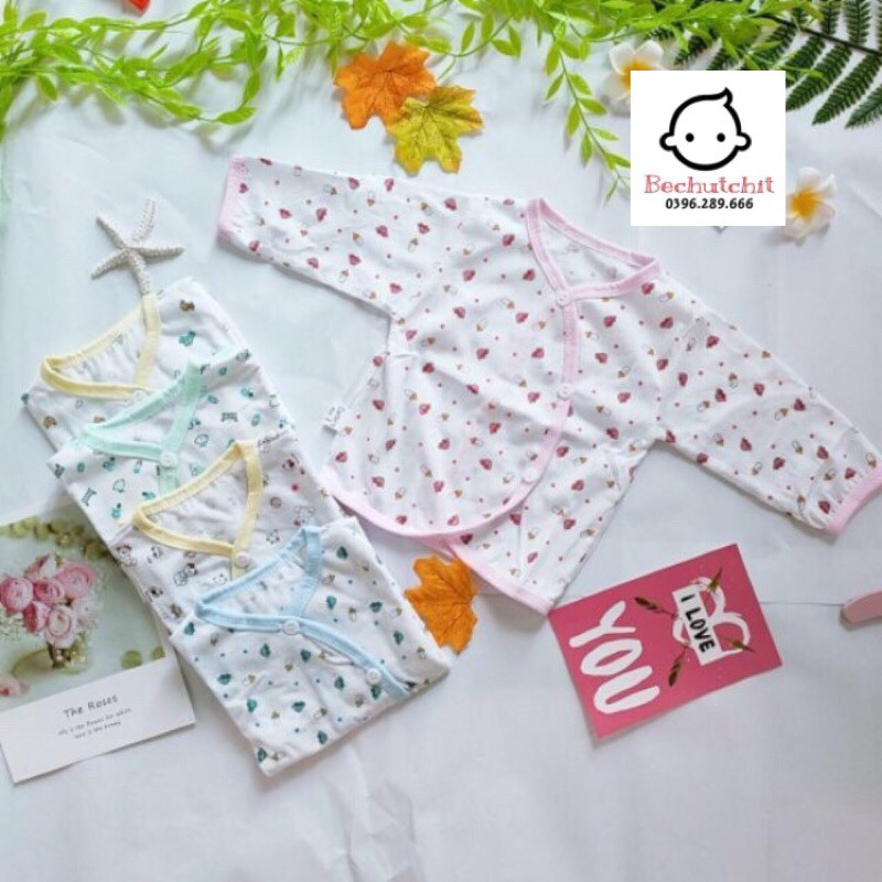 Áo sơ sinh khuy lệch cotton (s1.2.3)