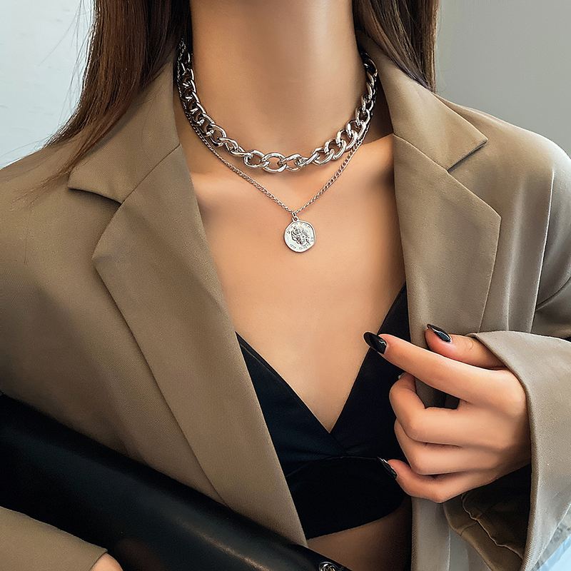 Vòng cổ choker DODDER nhiều lớp mặt khắc thời trang cá tính cho nữ