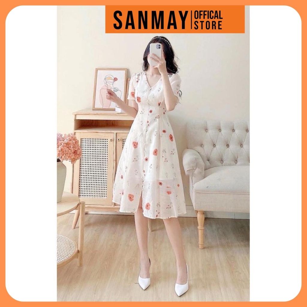 Váy Hoa Nhí Vintage SANJOLI Đầm Dự Tiệc Cưới Nữ Vải Voan Dáng Dài thiết kế kiểu Hàn Quốc cao cấp, đi chơi công sở VD047 | BigBuy360 - bigbuy360.vn