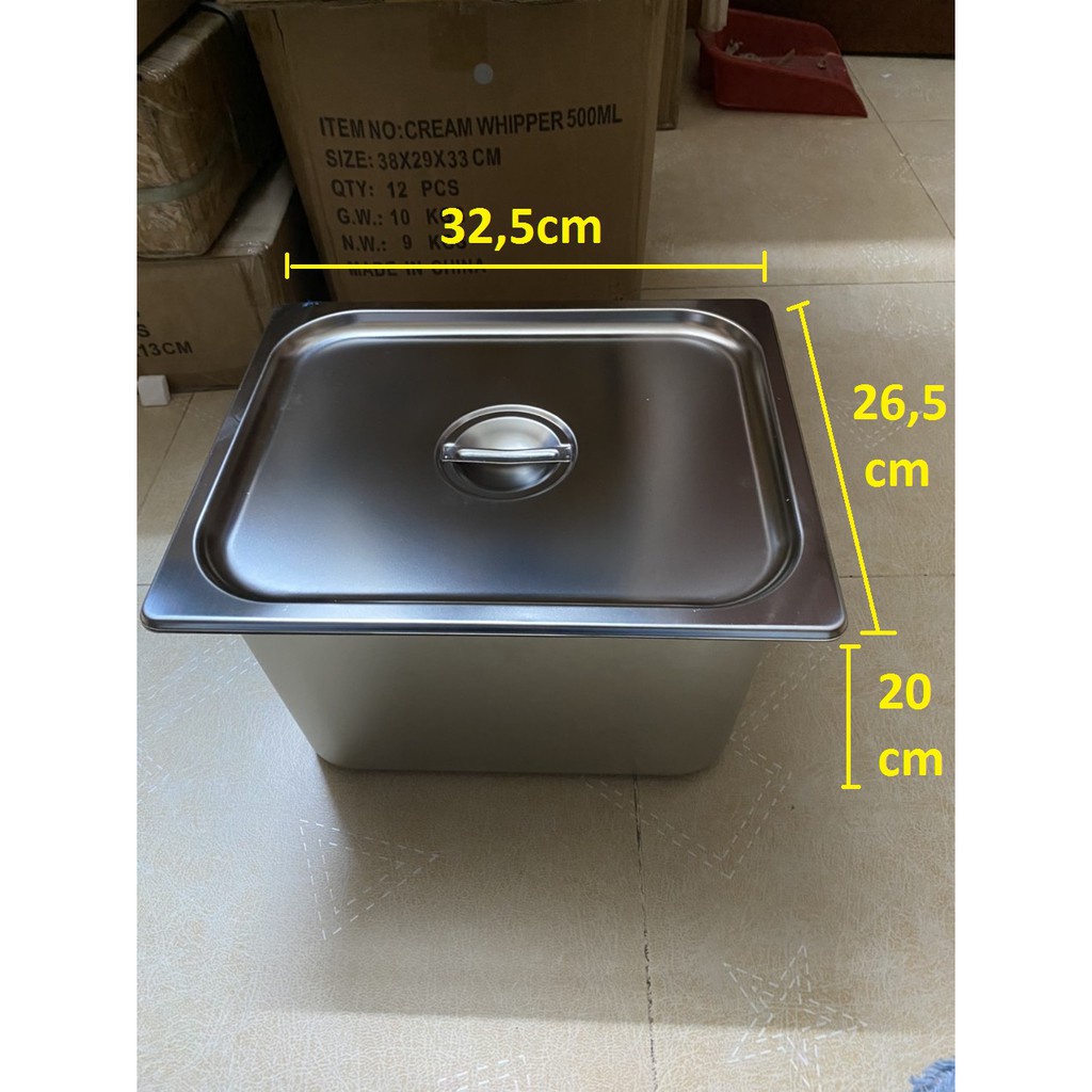 Khay đựng thạch inox - Khay topping GN 1/2