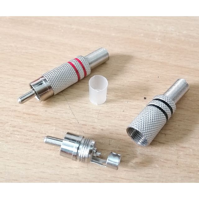 1 cặp Jack RCA hoa sen-AV đực 2 màu đỏ-đen