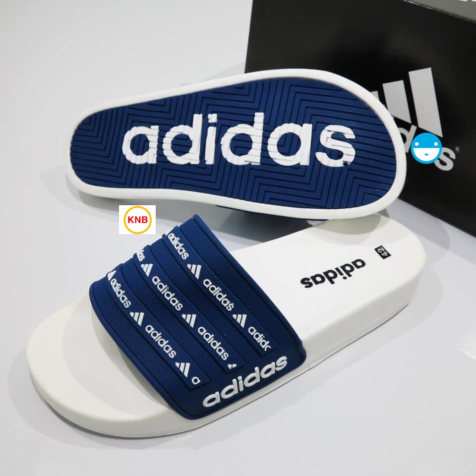 Dép Quai Ngang adidas Màu Trắng Quai Xanh ❤️FREESHIP+ Hộp❤️ Dép Quai Ngang Thể Thao Nam Nữ