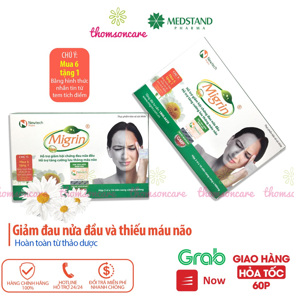 Migrin - Mua 6h tặng 1h bằng tem tích điểm - hết đau nửa đầu, tăng tuần hoàn máu não, hoạt huyết