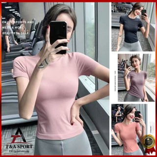 (XẢ) Áo tập gym yoga nữ Body Fit AMI vải Dệt Kim bó sát cơ thể thấm hút mồ hôi