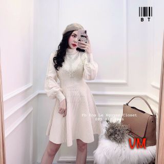 Váy len xoè (đỏ+đen+trắng ngà)