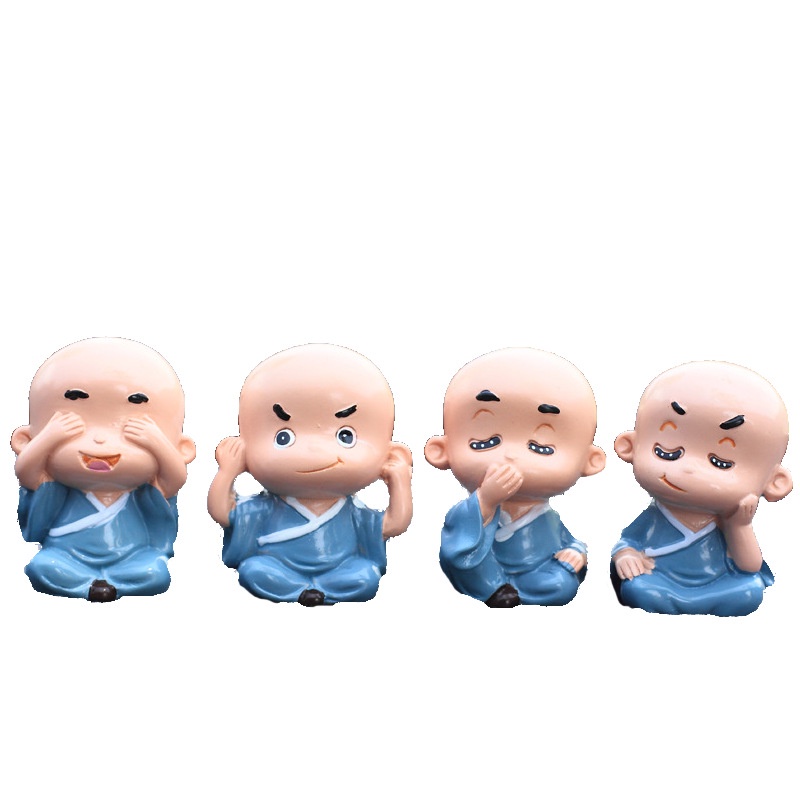Tượng chú tiểu tứ không MẪU MỚI KÈM ĐẾ KEO trang trí bàn làm việc, nhà cửa, ô tô 💕FREESHIP 50k💕 - Những Điều Bình An