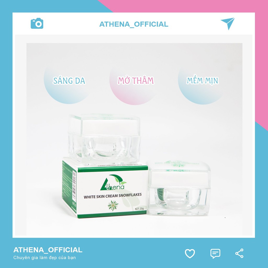 Kem Face - Kem Dưỡng Trắng Da Nhung Tuyết Athena Giúp Dưỡng Ẩm Làm Trắng Da (20g)