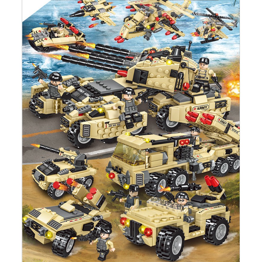 BỘ ĐỒ CHƠI XẾP HÌNH XE TĂNG Chiến Đấu, XE BỌC THÉP, XE PHÁO, Xe Quân Đội, cảnh sát swat