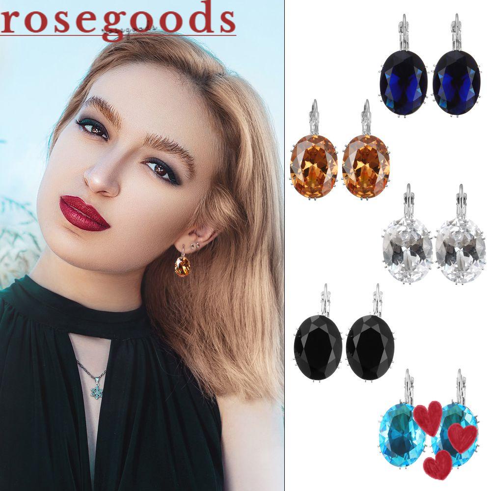 Khuyên Tai Hình Oval Đính Đá Topaz Thời Trang