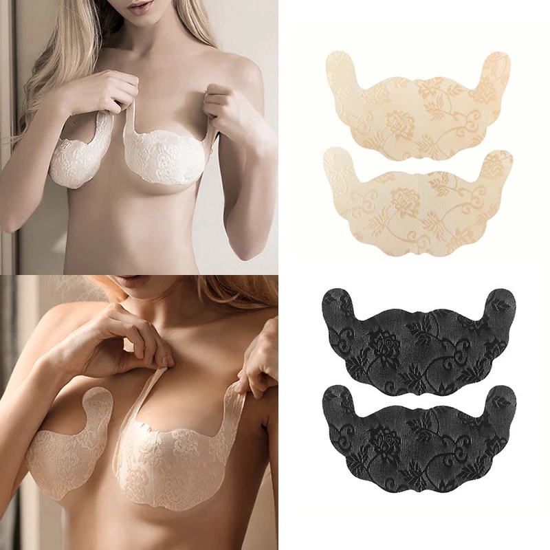 1 Cặp Miếng Dán Nâng Ngực Tàng Hình Phối Ren Có Thể Tái Sử Dụng