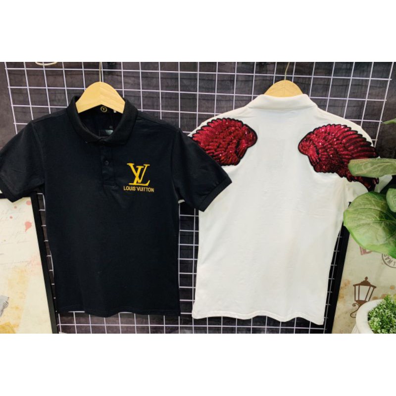 [SALE - FREE SHIP ] ÁO THUN CÓ CỔ NAM NỮ GUCCI HÌNH CÁNH CHIM ĐỎ & CÁNH CHIM ĐEN ĐÍNH ĐÁ KIM SA QUẢNG CHÂU, VẢI COTTON