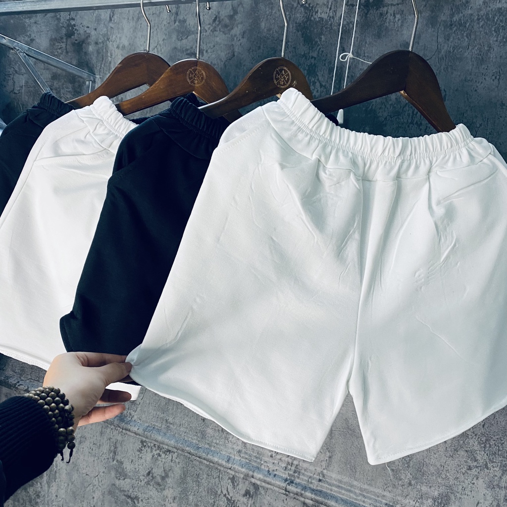 Quần đùi đũi nữ vải cotton dày cạp chun bèo  dáng quần short nữ ống rộng_001