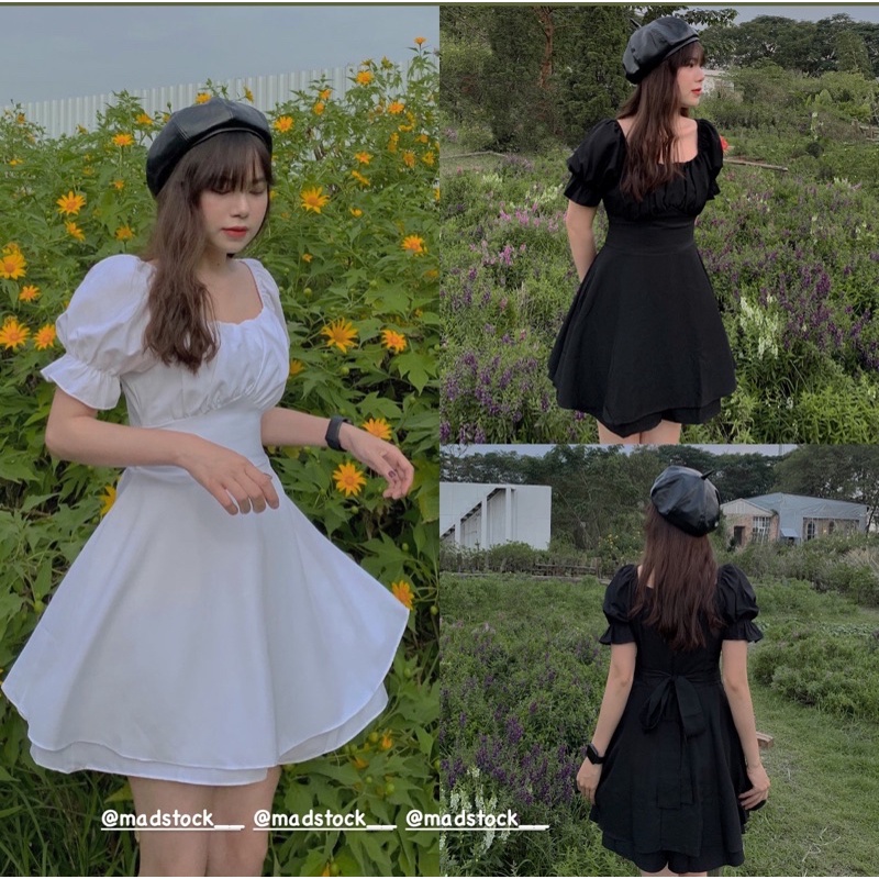 VÁY BABYDOLL CỔ VUÔNG *BPINK* CÓ QUẦN FREESIZE QUAI LƯNG  VÁY QUẦN NINA