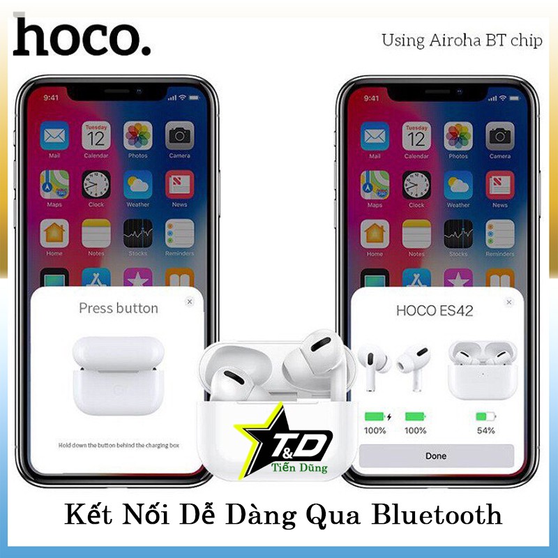 Tai nghe hoco es42 sạc không dây - Tai Nghe Bluetooth TWS Hoco ES42 V5.0 tích hợp mic đàm thoại