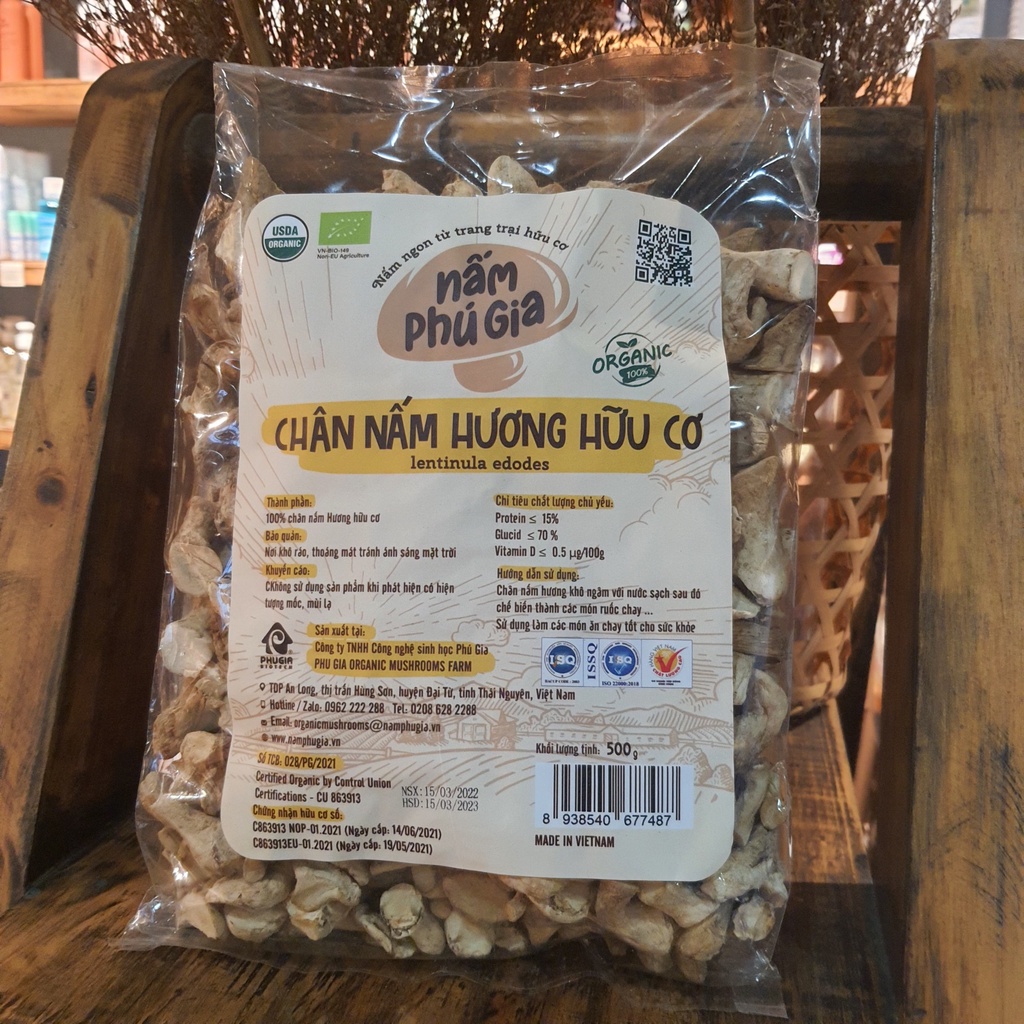 Chân nấm Hương khô hữu cơ 500g