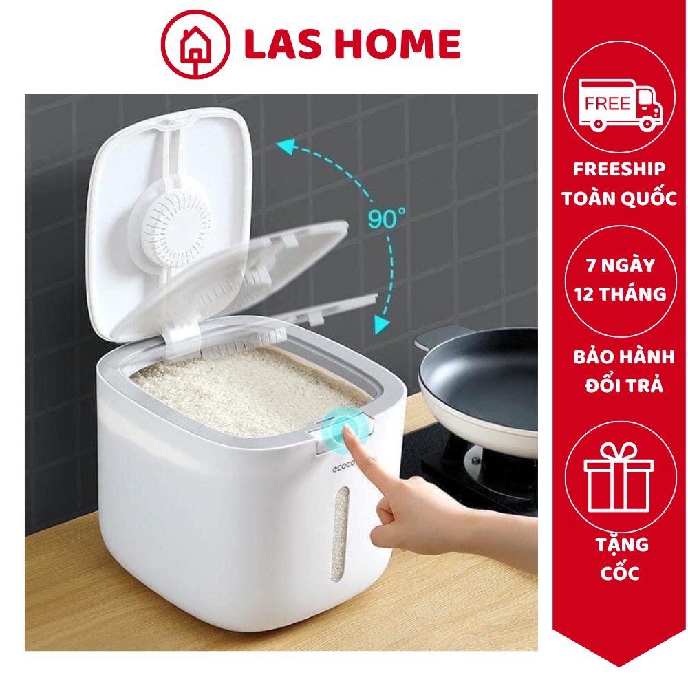 Thùng đựng gạo nhà bếp mini sang trọng chống ẩm chống thấm có nắp chính hãng an toàn ECOCO-6