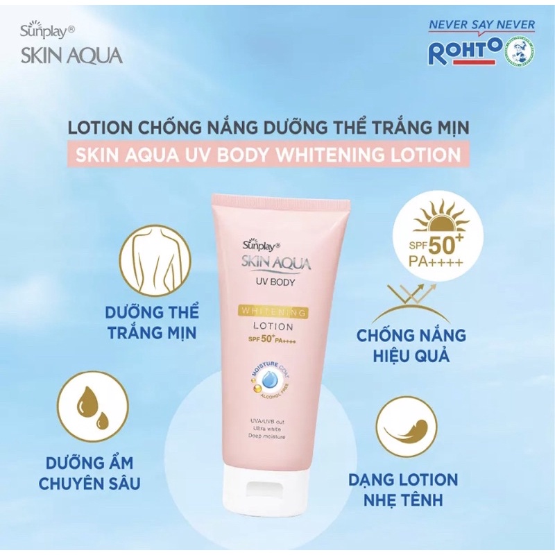 Kem chống nắng dưỡng thể trắng mịn Sunplay Skin Aqua UV Body Whitening Lotion SPF 50+ PA++++ (150g)