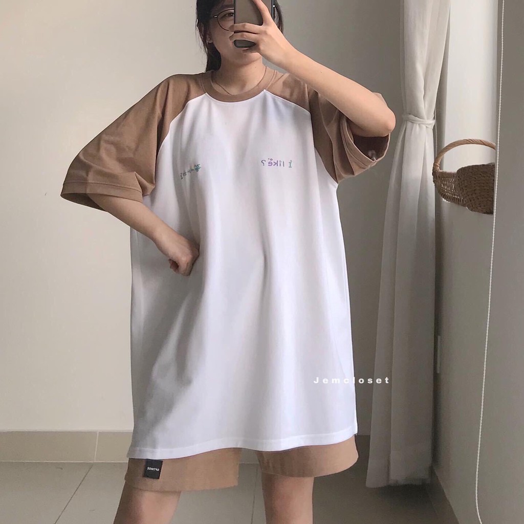 Set đồ nữ vải cotton họa tiết chữ Hàn Quốc kèm áo thun tay lỡ quần short ống rộng lưng thun GuuZ