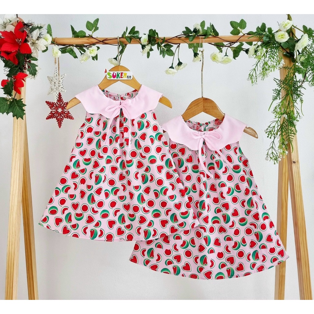 Đầm thiết kế rực rỡ cho bé ngày hè, may phom A cổ lá sen