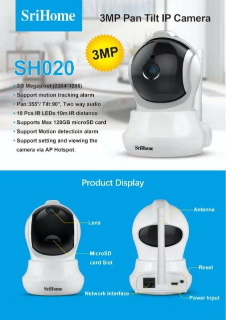 Camera giám sát Srihome SH020 siêu nét 1296p | BigBuy360 - bigbuy360.vn