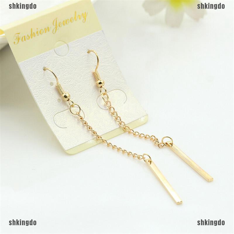 Khuyên tai dáng dài phối dây đơn giản thanh lịch