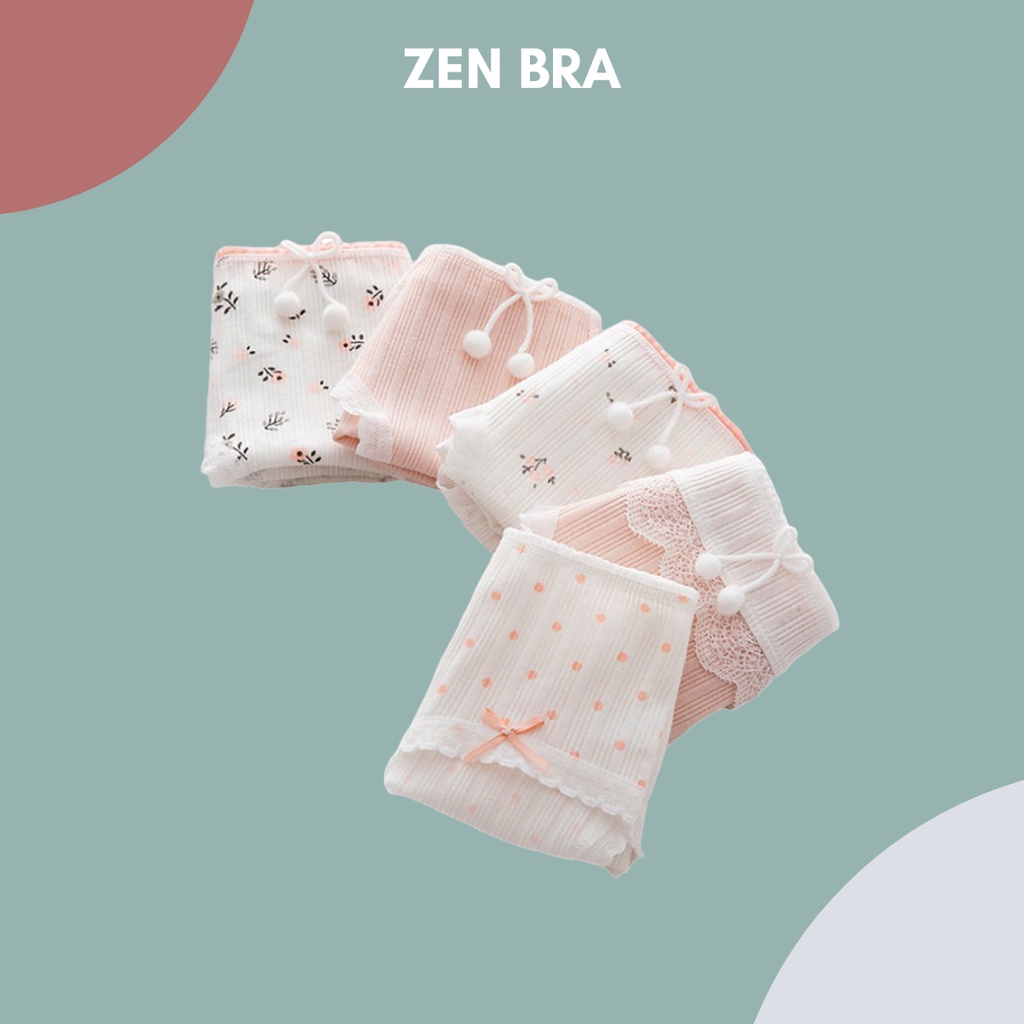 Set 5 quần lót nữ dễ thương ZenBra mẫu Hoa cỏ